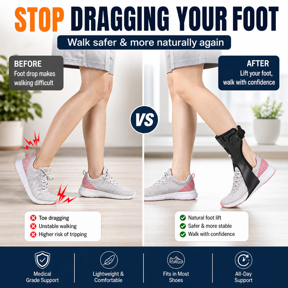 Drop Foot Support AFO Brace with Inflatable Airbag